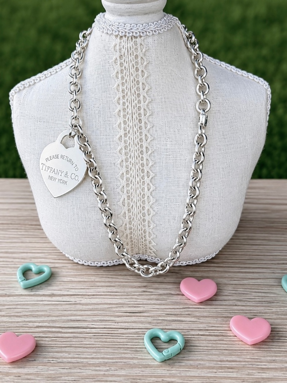 Tiffany & Co. Necklace with XL Heart in Silver, Clasping Link, 16"